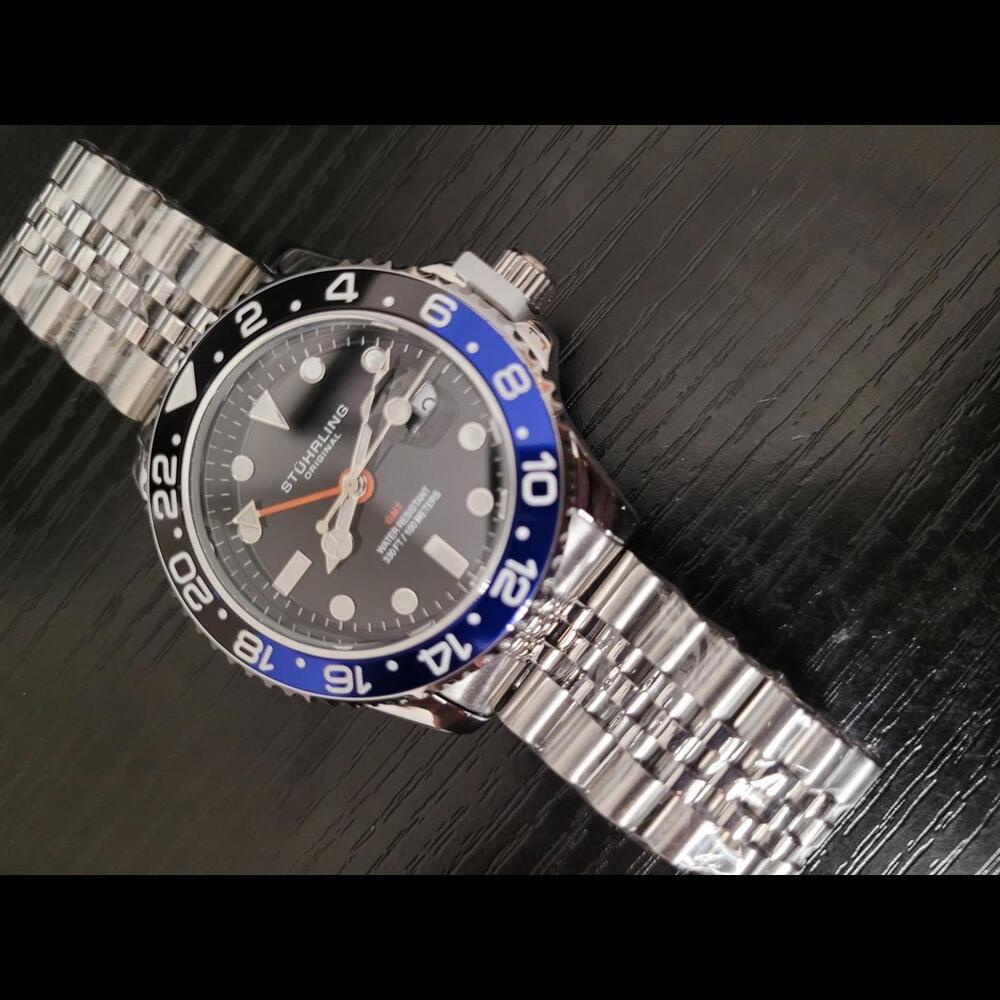 NEW Stuhrling Aqua-Diver 3968 'Batman' Quartz Men's Watch